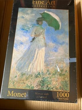 Monet Woman with a Parasol Puzzle — Green, Blue, Cream